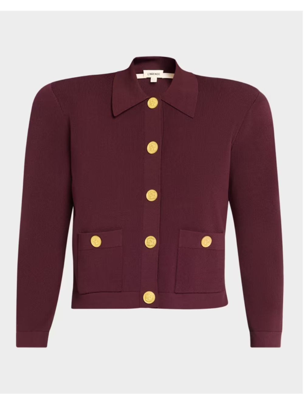 L'AGENCE Deep Plum Osiris Collared Cardigan NWT